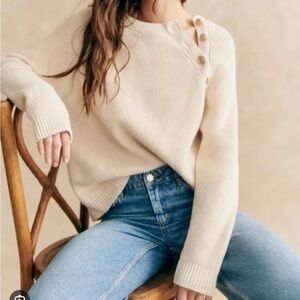 Cream Button-Detail Women's Sweater